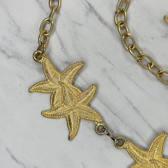 Starfish Gold Tone Chain Link Belt One Size (OS) Coastal Statement Y2K ✨ main image 10
